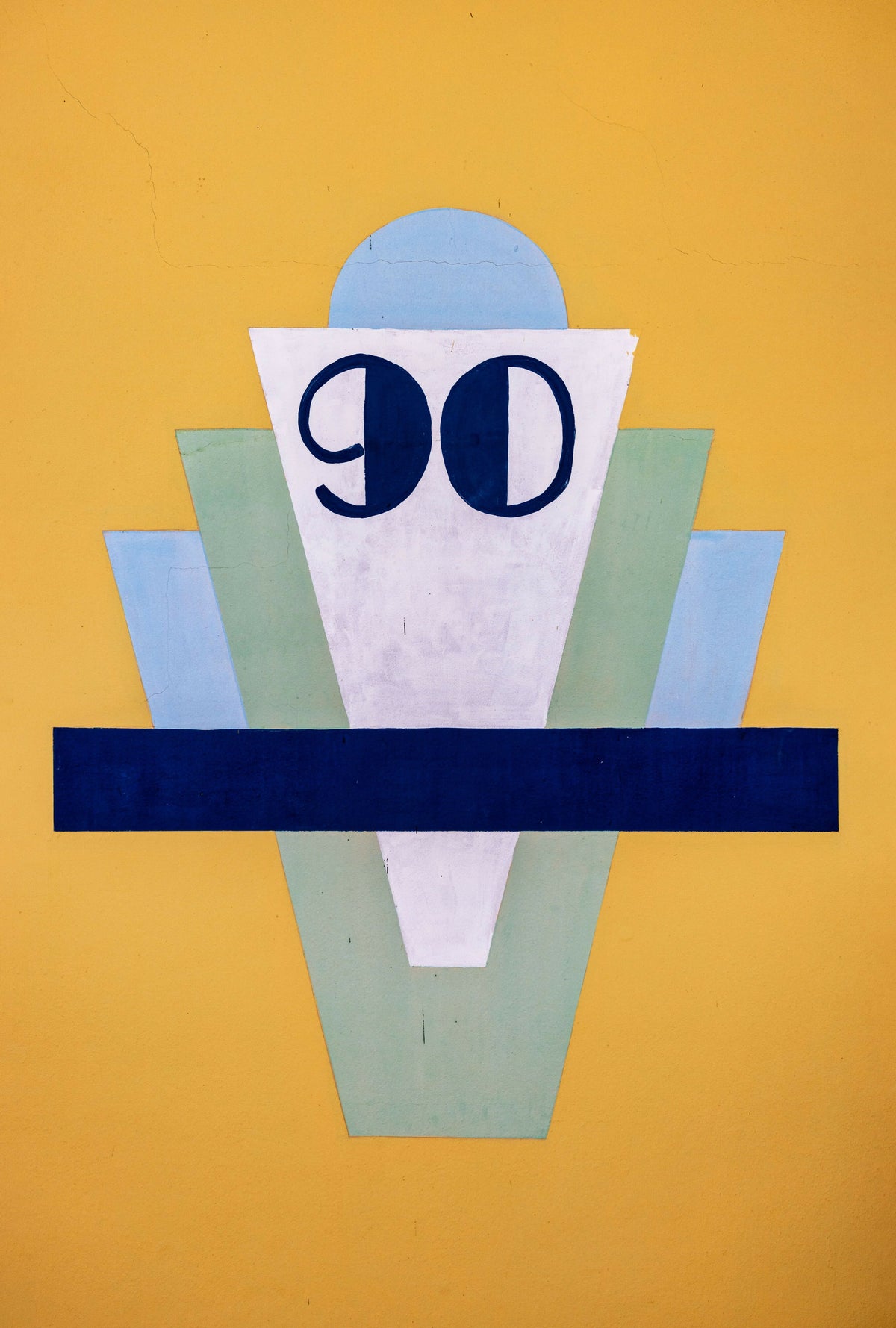 Art Deco Detail Painted on Yellow Wall