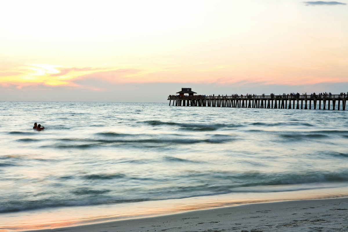 Florida, Naples, Beach and Naples Pier at Sunset – A Beautiful View