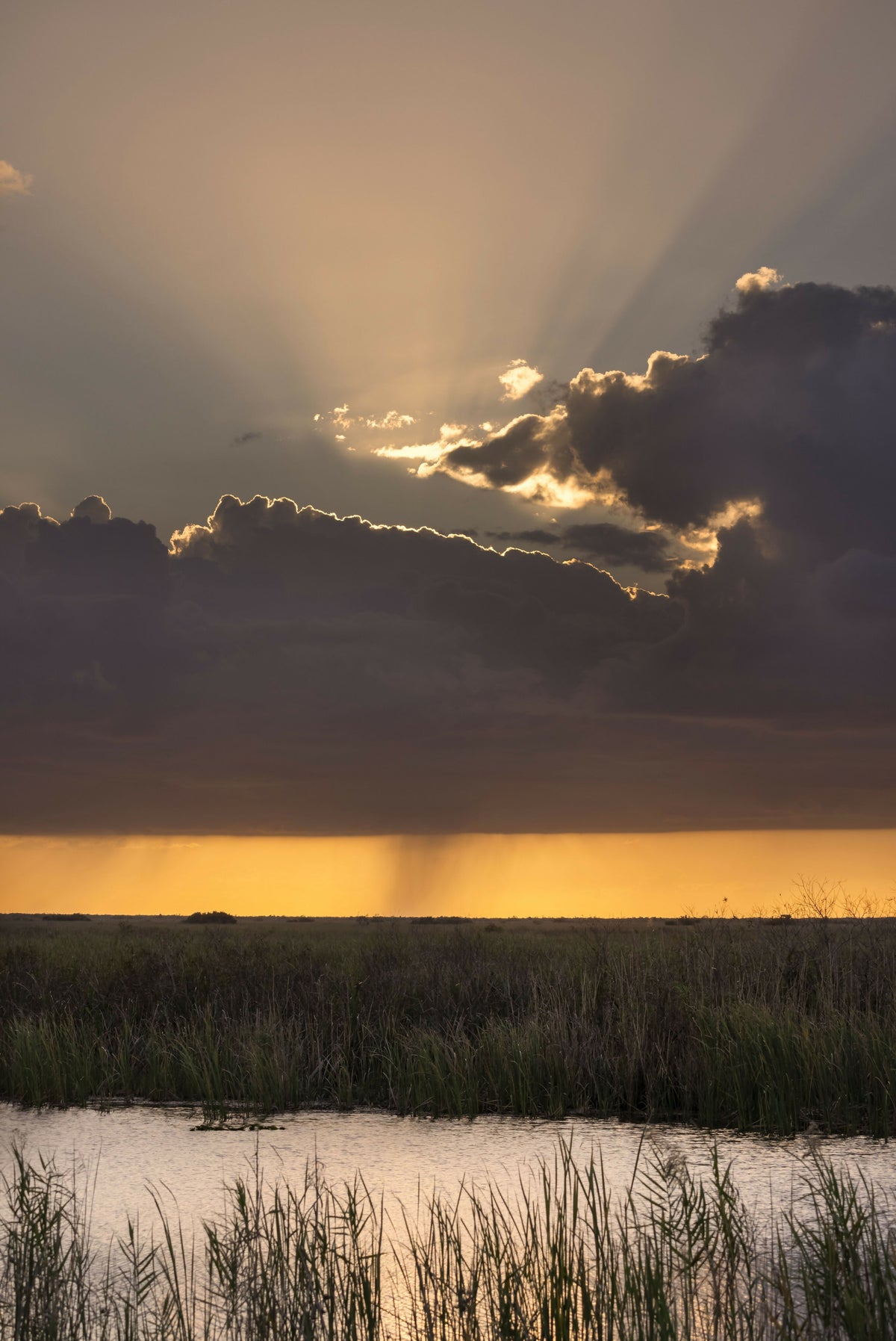 Sunset over the Everglades at the Arthur R. Marshall Loxahatchee Wildlife Refuge in Boynton Beach, Florida