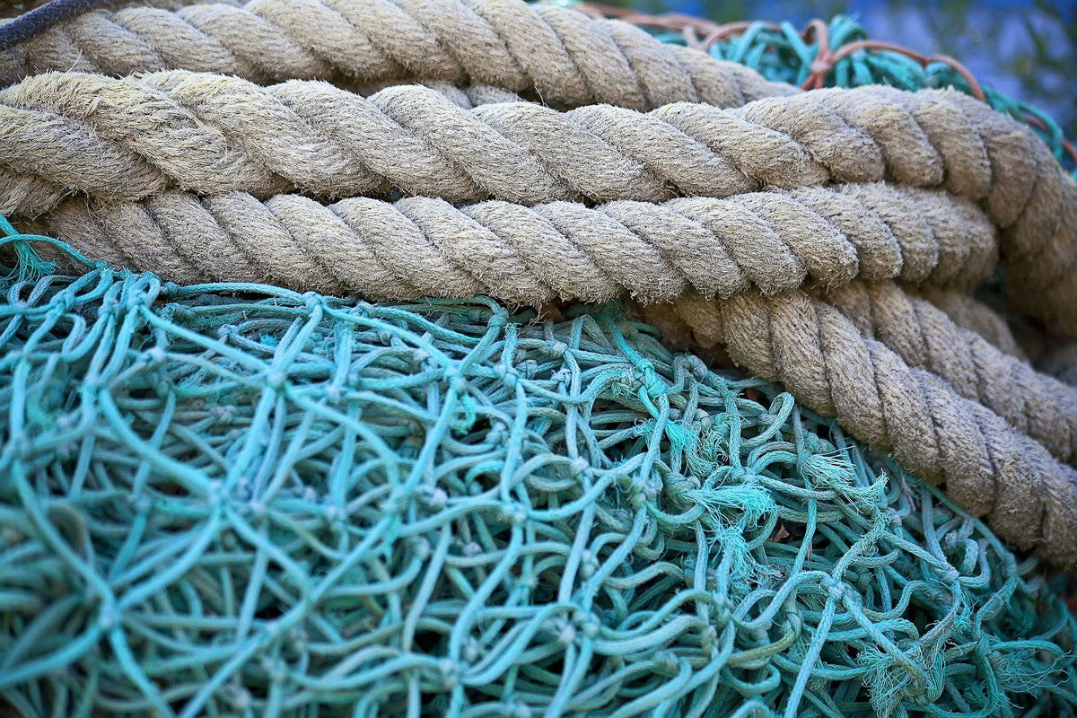 New York, Long Island, Close Up of Fishing Net and Rope