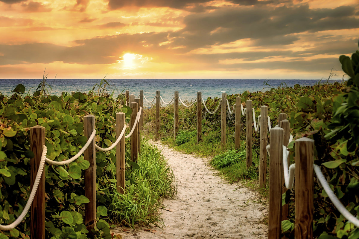 Florida, Delray Beach, Sunrise with Pathway Leading to Beachfront