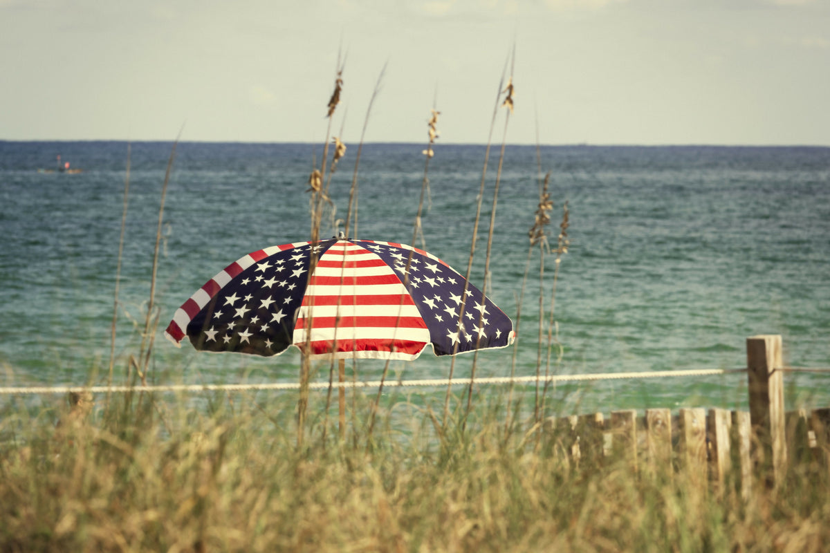 Americana Beach Umbrella on the Beach