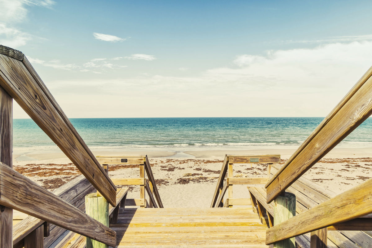 Wooden Staircase Leading to Beach
