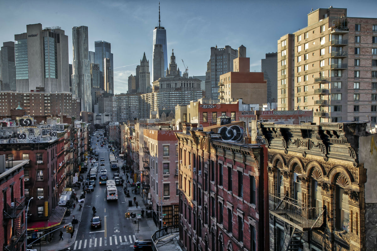 New York City, Lower Manhattan, China Town View from Manhattan Bridge