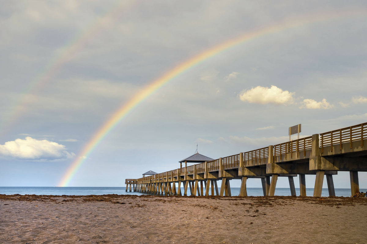 Florida, South Florida, Rainbow over Juno Beach Pier