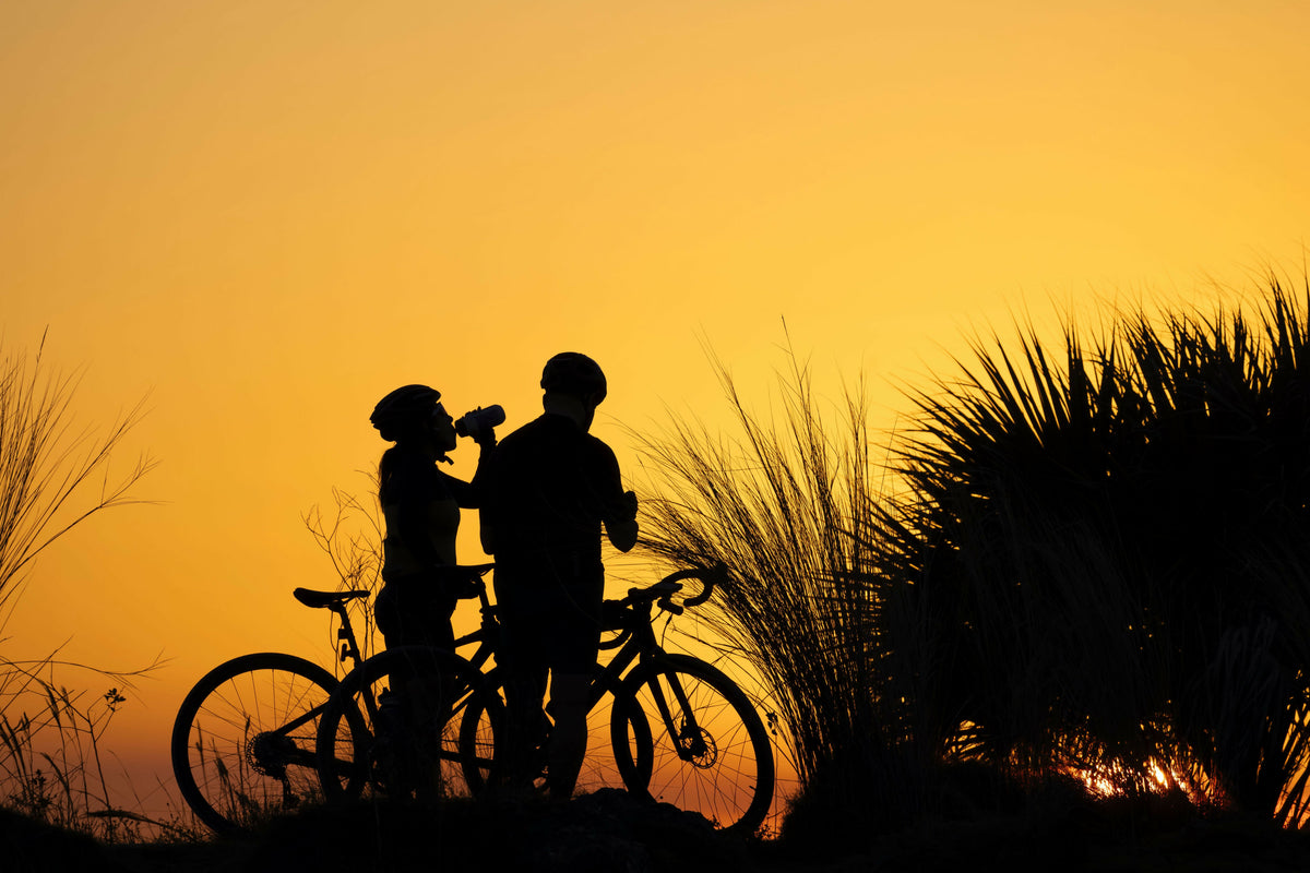 Silhouette of Two Cyclists