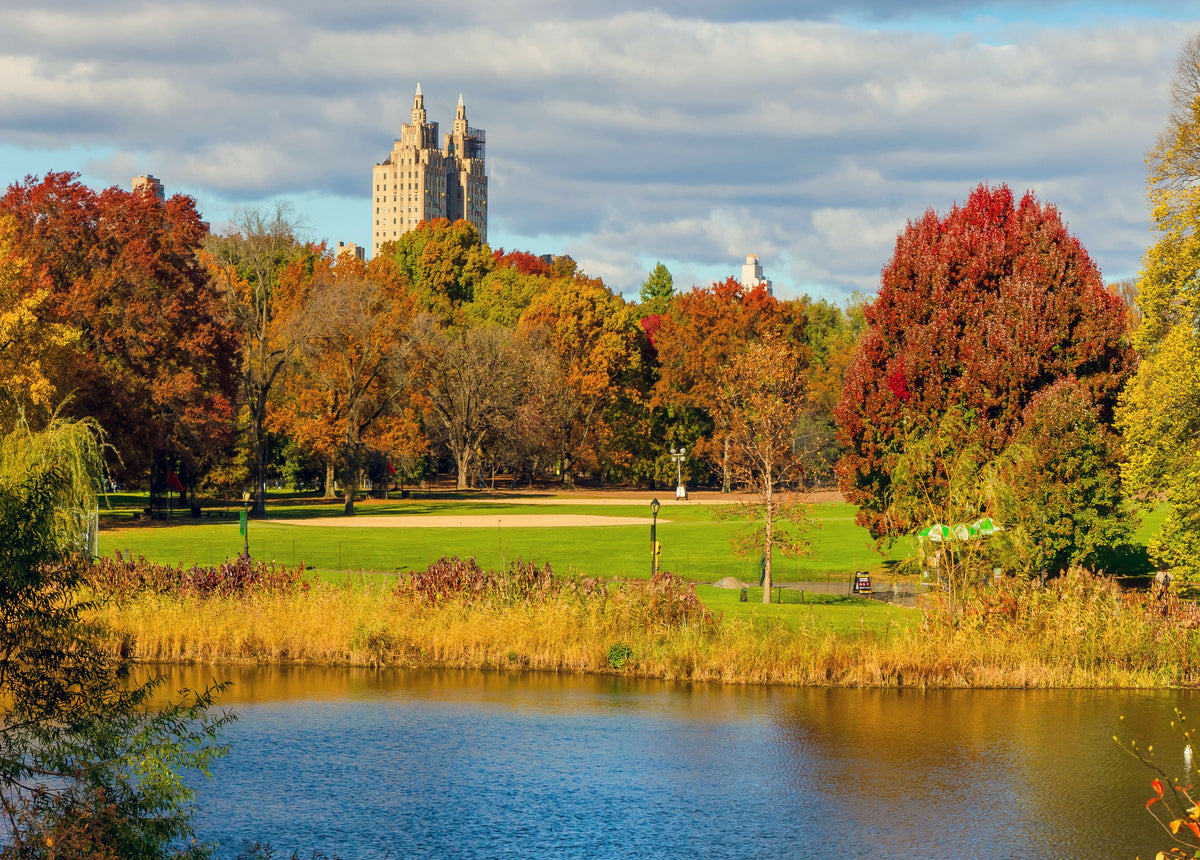 USA, New York, New York City, Manhattan, Central Park, Great Lawn, View Toward El Dorado Art Deco Building on Central Park West