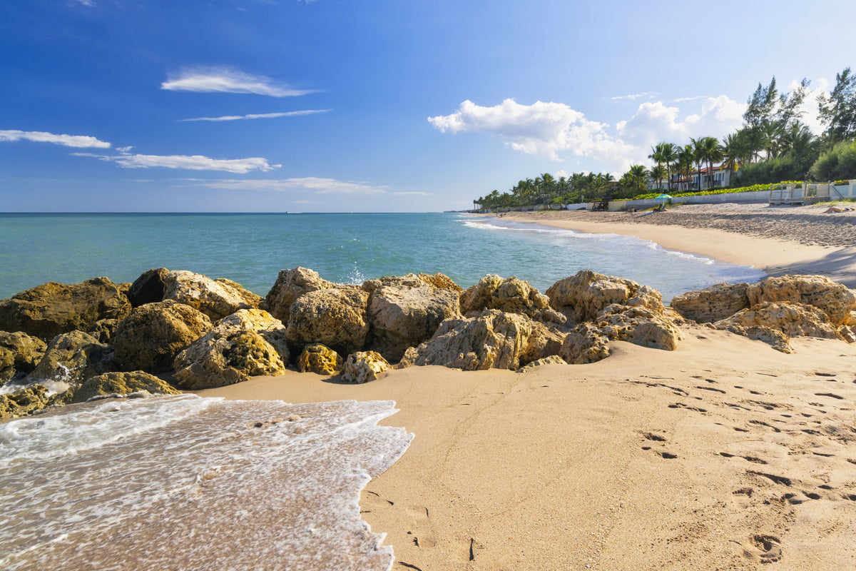 Florida, Palm Beach, Beach with Jetty – A Peaceful View